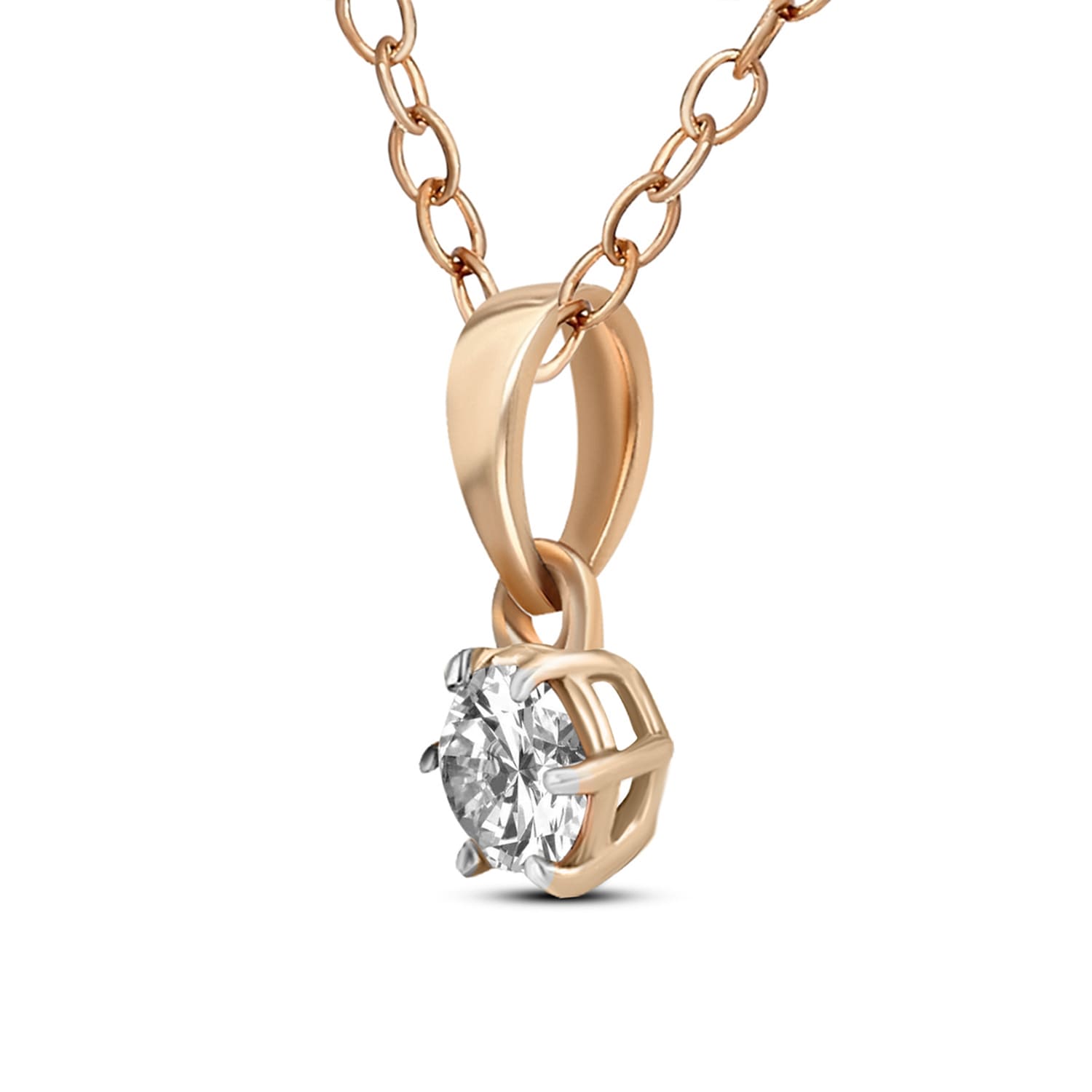 0.2 Ct 6 Prong Soltaire Pendant Necklace in 14Kt