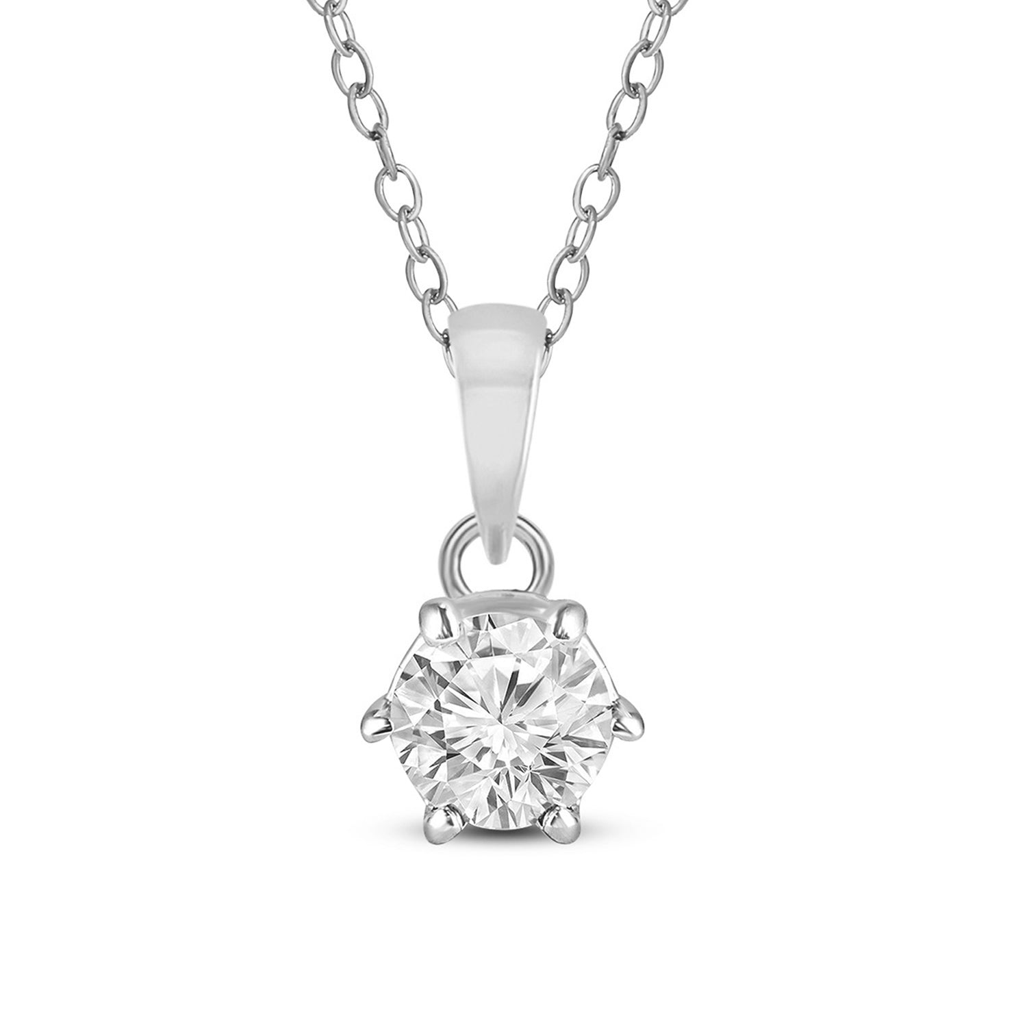 0.2 Ct 6 Prong Soltaire Pendant Necklace in 14Kt
