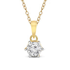 0.2 Ct 6 Prong Soltaire Pendant Necklace in 14Kt