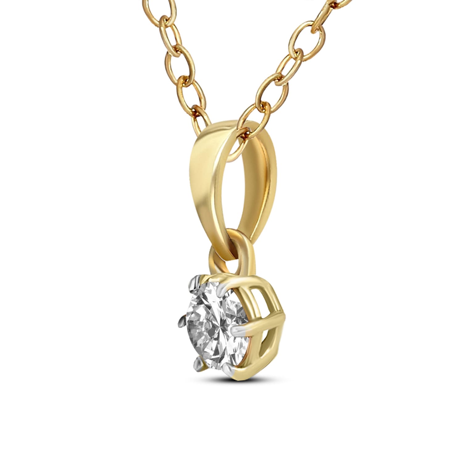 0.2 Ct 6 Prong Soltaire Pendant Necklace in 14Kt