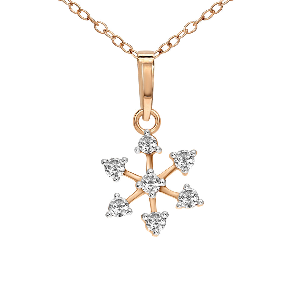 0.16 Ct Flower Blossom Diamond Pendant Necklace in 14Kt