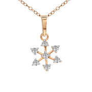 0.16 Ct Flower Blossom Diamonds Pendant Necklace | 14Kt Rose Gold