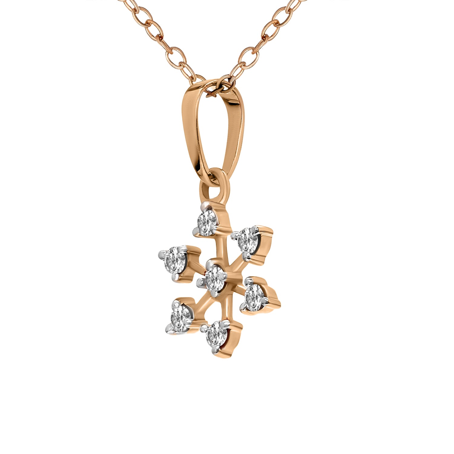 0.16 Ct Flower Blossom Diamonds Pendant Necklace | 14Kt Rose Gold