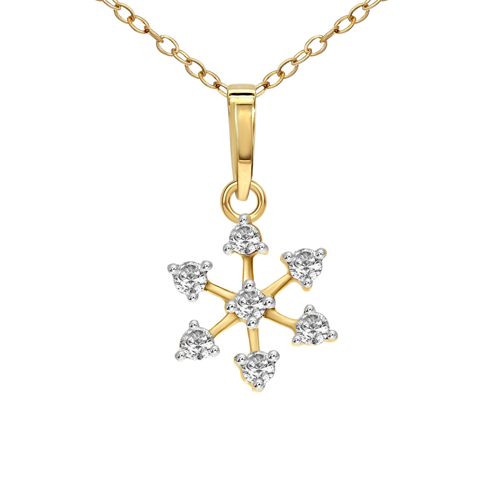 0.16 Ct Flower Blossom Diamond Pendant Necklace in 14Kt