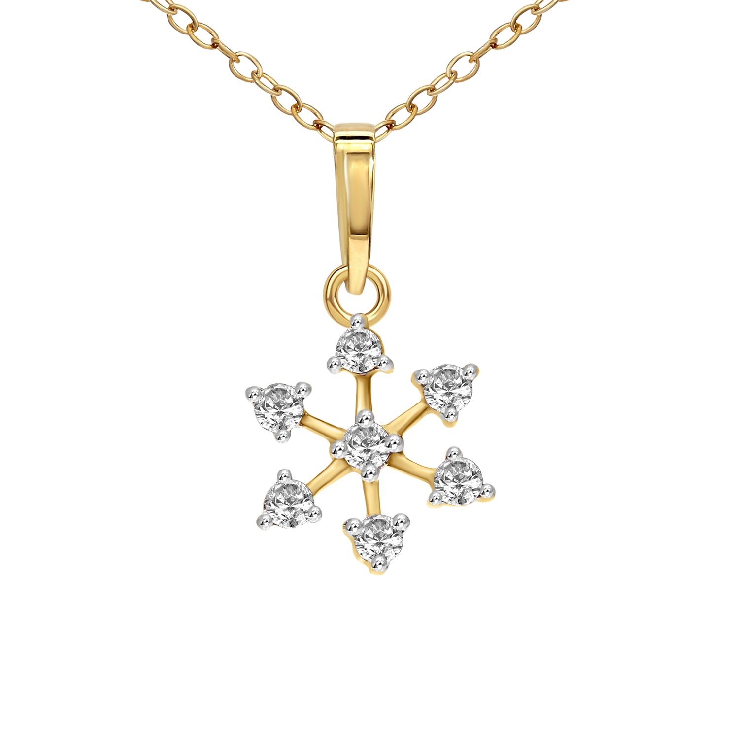 0.16 Ct Flower Blossom Diamond Pendant Necklace in 14Kt