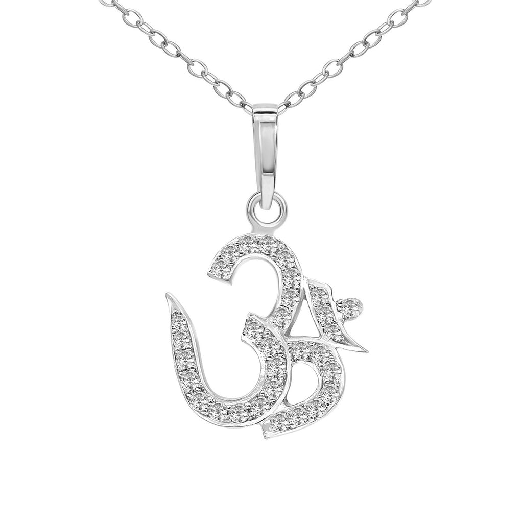 0.25 Ct Om Diamond Pendant Necklace in 14Kt