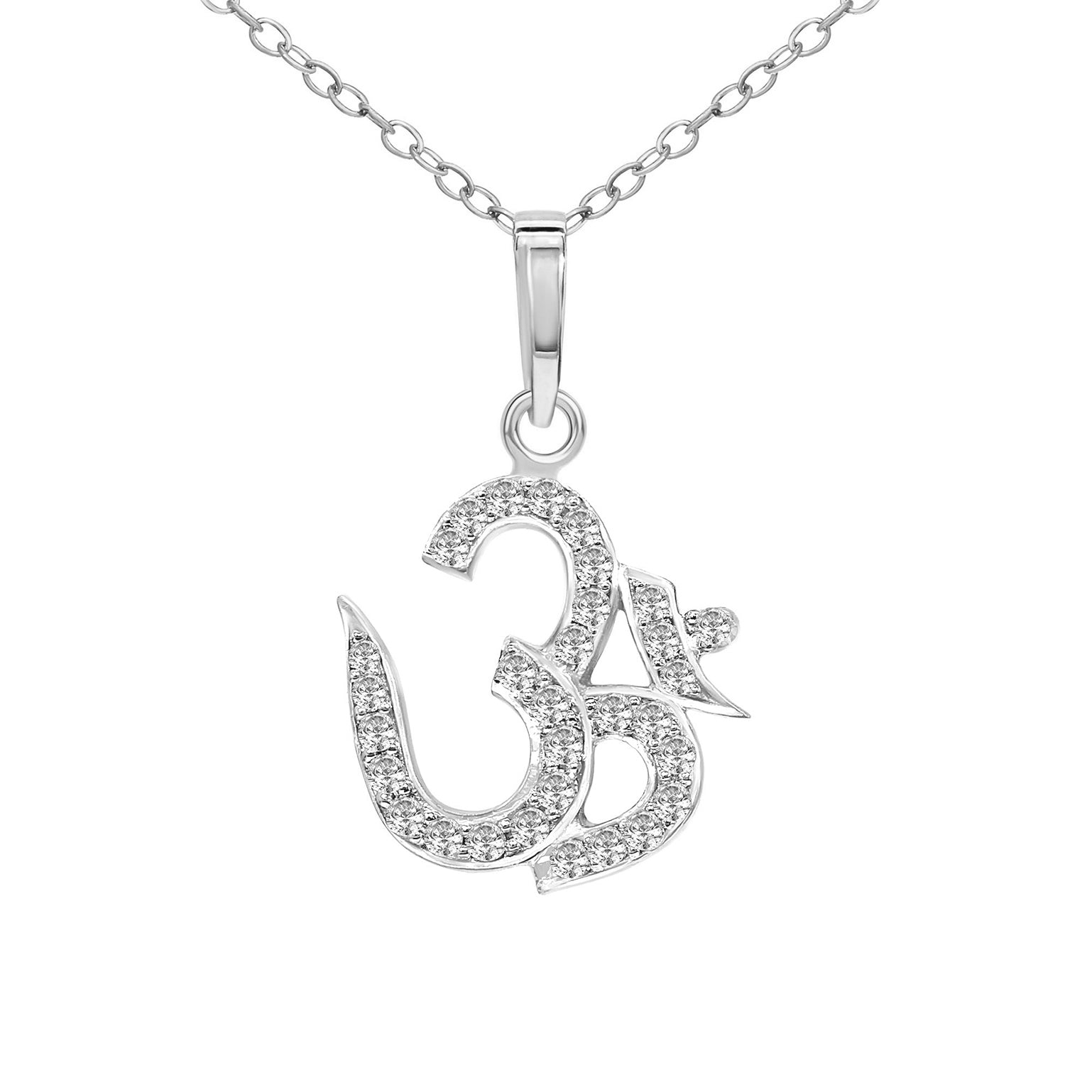 0.25 Ct Om Diamond Pendant Necklace in 14Kt
