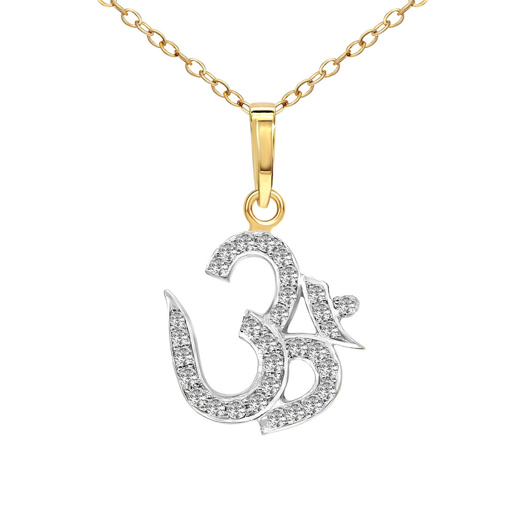 0.25 Ct Om Diamond Pendant Necklace in 14Kt