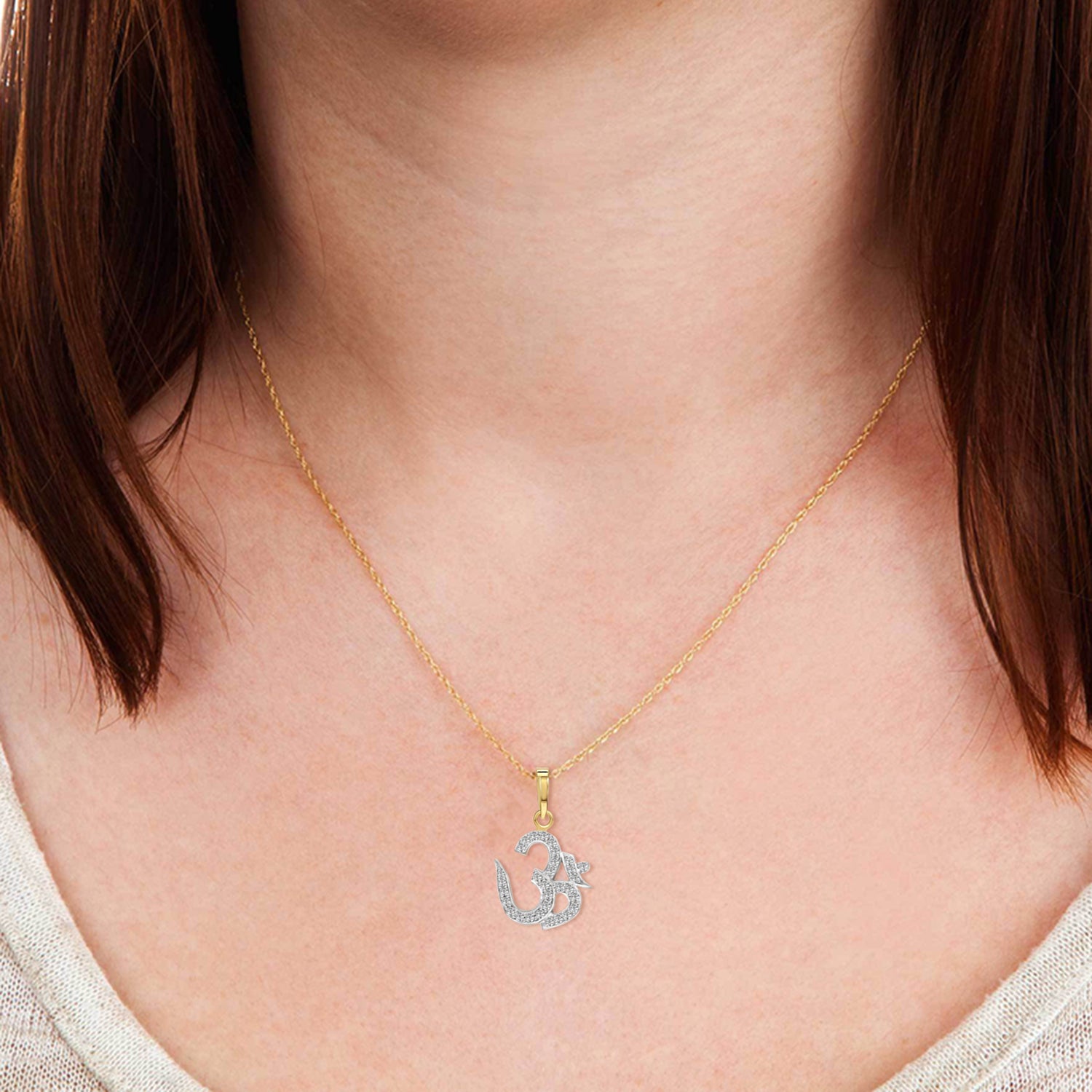 0.25 Ct Om Diamonds Pendant Necklace | 14Kt Yellow Gold