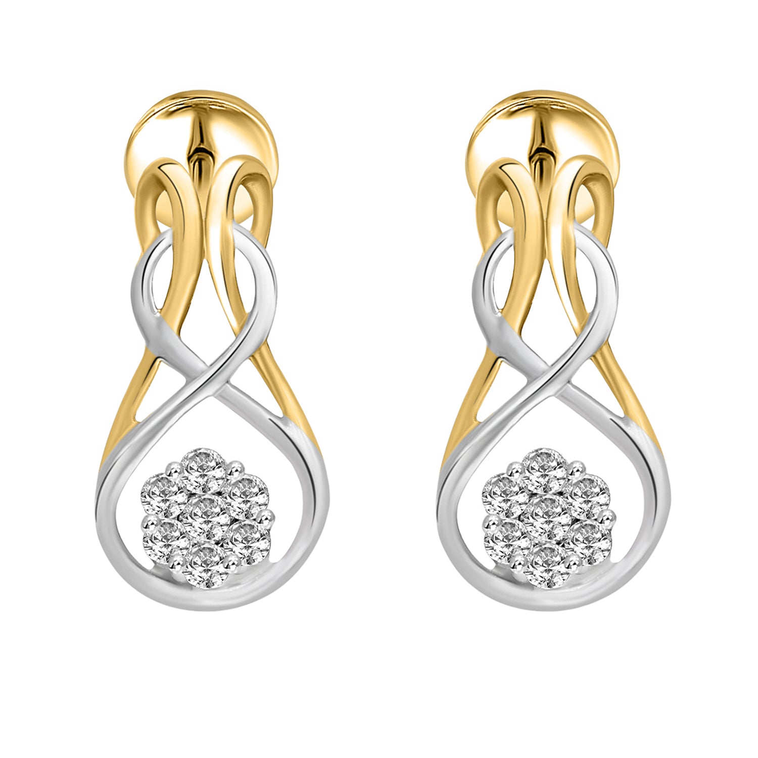 Triani Cluster Fancy Lab Grown Diamonds Earrings 0.14 Ct | 14Kt Yellow Gold