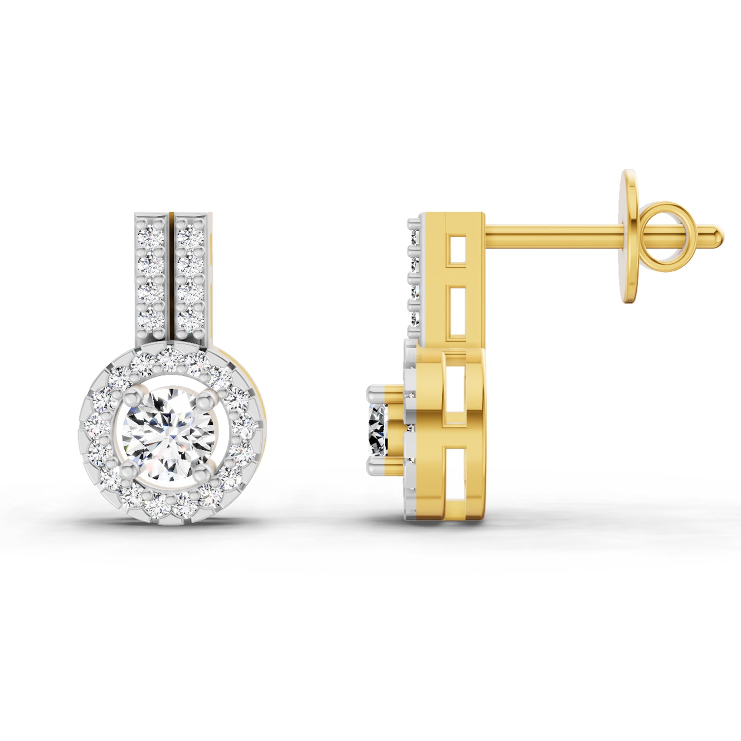 0.88 Ct Round Shape Solitaire Diamond Stud Earrings | 14K Rose Gold