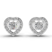 0.58 Ct Round Shape Halo Diamond Stud Earrings | 14K White Gold
