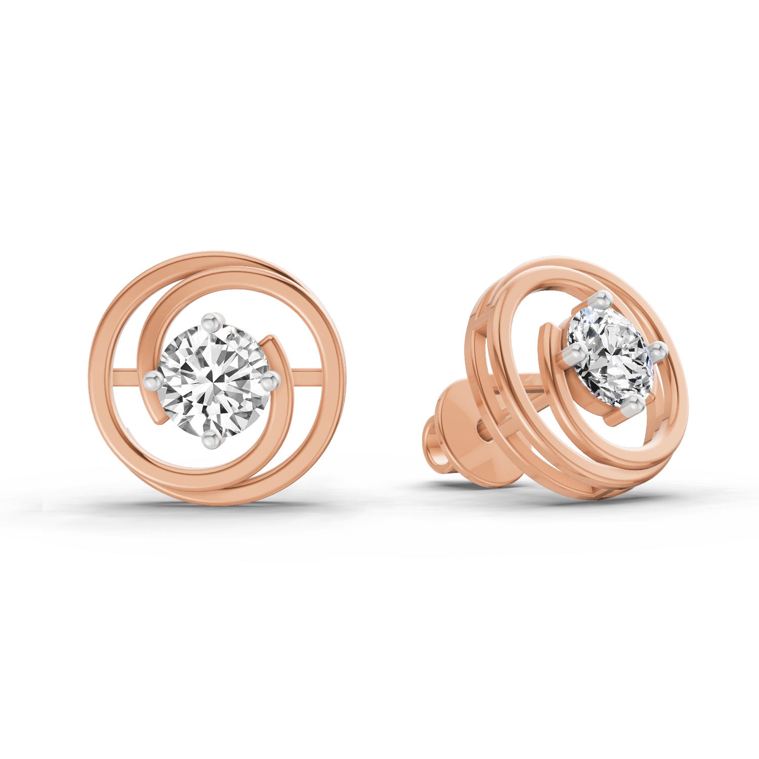 0.64 Ct Round Stud Earrings | 14K Rose Gold