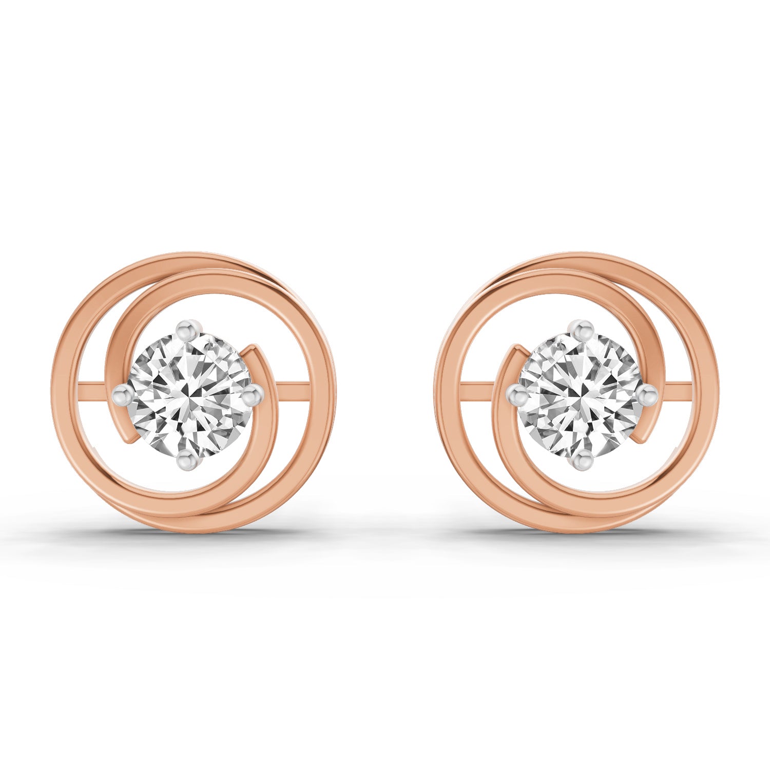 0.64 Ct Round Stud Earrings | 14K Rose Gold