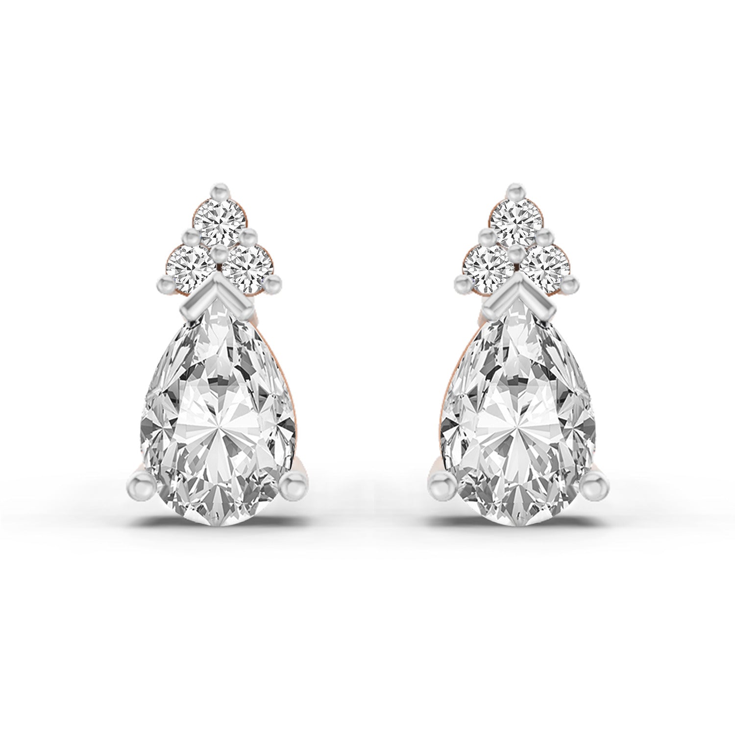 0.75 Ct Pear Stud Earrings | 14K Rose Gold  FG VS Quality Diamonds