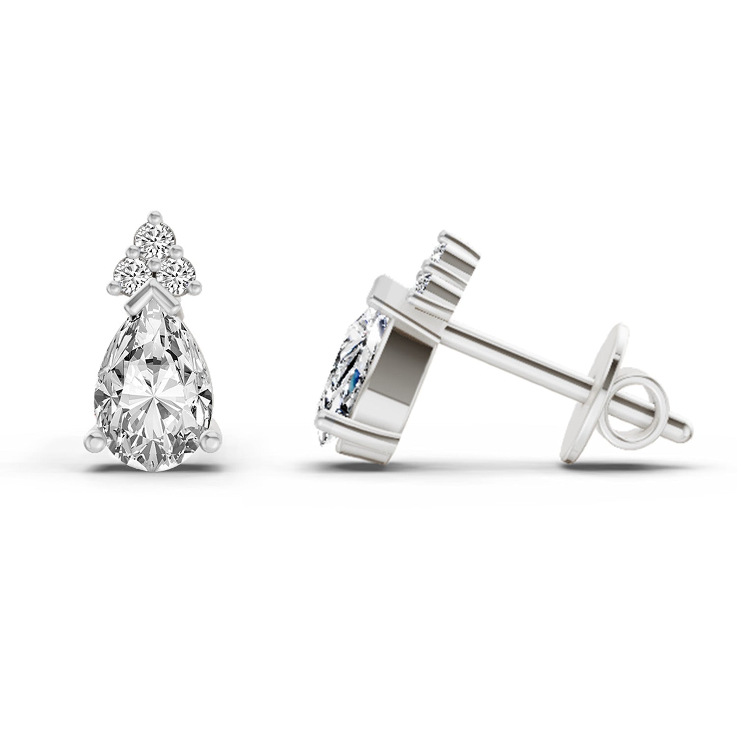 0.75 Ct Pear Stud Earrings | 14K Rose Gold  FG VS Quality Diamonds