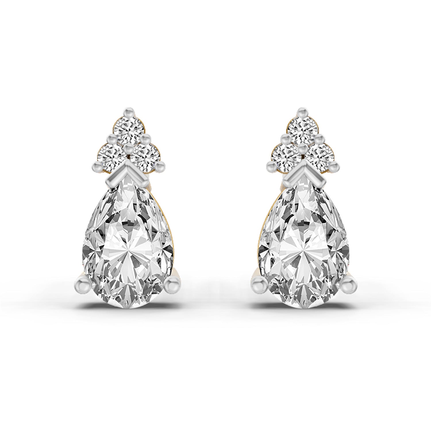 0.75 Ct Pear Stud Earrings | 14K Yellow Gold  FG VS Quality Diamonds