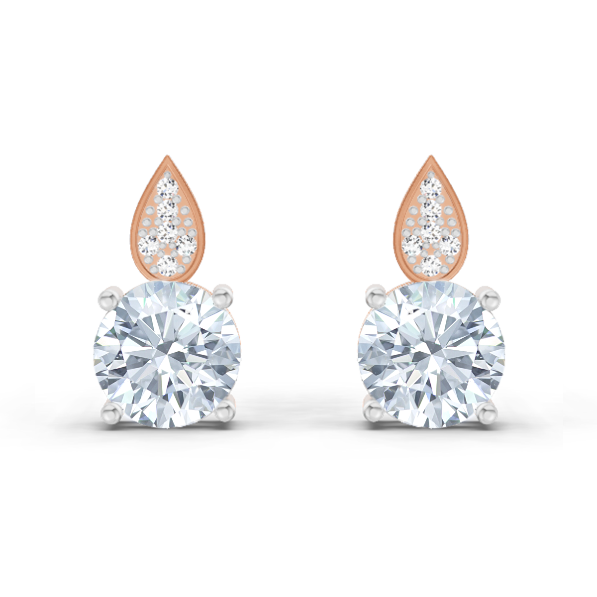 1.64 Ct Round Dangle Earrings | 14K Rose Gold