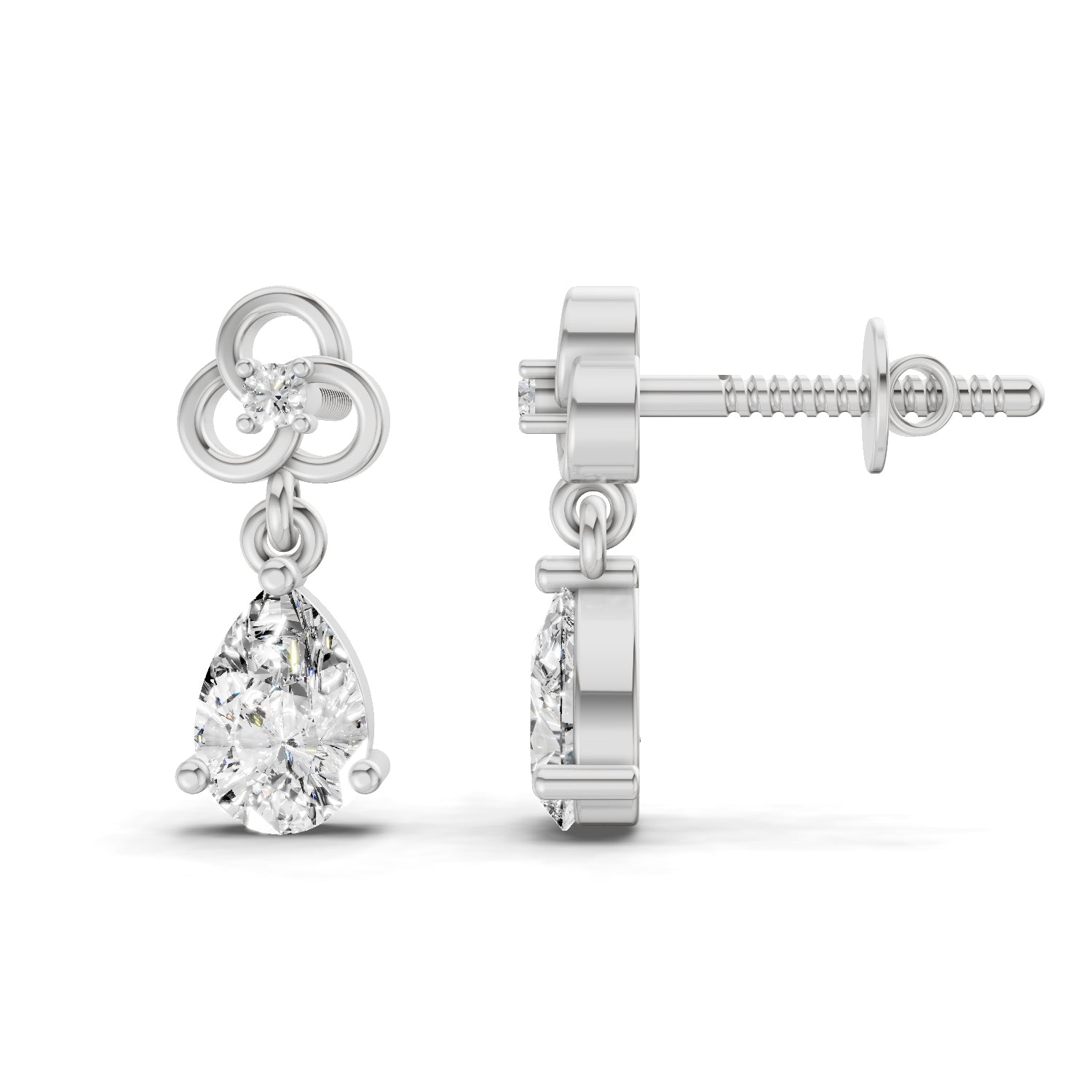 1.22 Ct Pear Shape Dangle Diamond Earrings | 14K Rose Gold