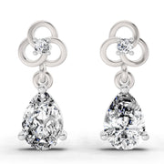 1.22 Ct Pear Shape Dangle Diamond Earrings | 14K White Gold