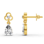 1.22 Ct Pear Shape Dangle Diamond Earrings | 14K Yellow Gold