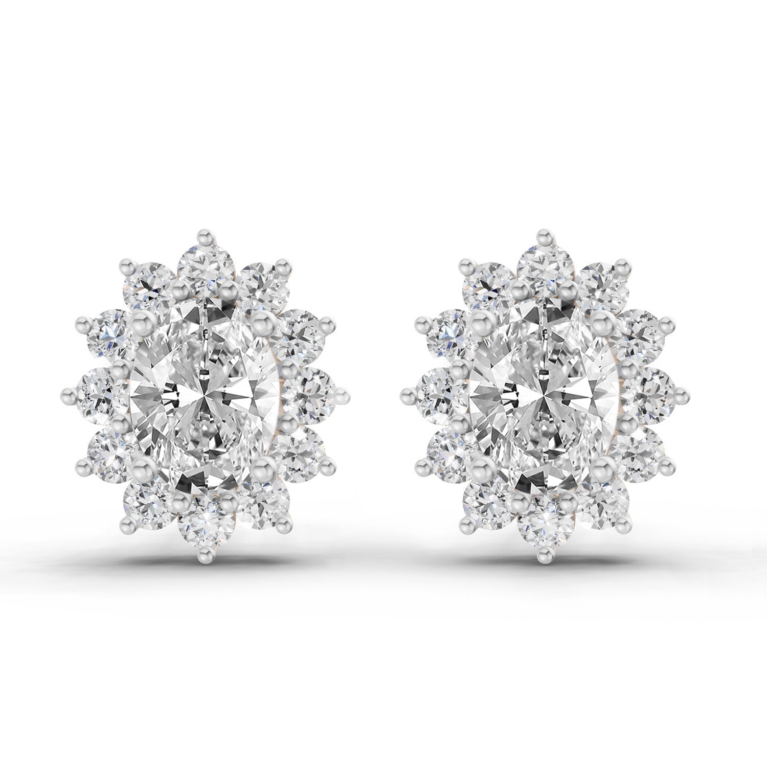 0.80 Ct  Oval Cluster Diamond Stud Earrings | 14K Rose Gold