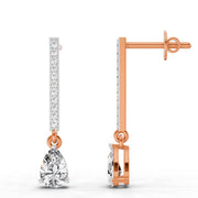 1.11 Ct Pear Shape Dangle Diamond Earrings | 14K Rose Gold
