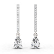1.11 Ct Pear Shape Dangle Diamond Earrings | 14K White Gold