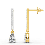 1.11 Ct Pear Shape Dangle Diamond Earrings | 14K Yellow Gold