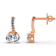 1.13 Ct Oval Shape Dangle Diamond Earrings | 14K Rose Gold