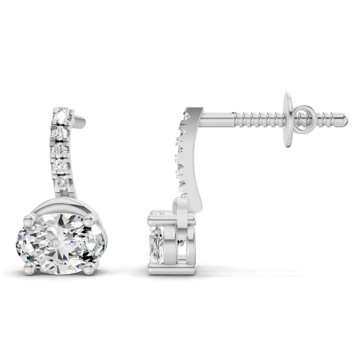 1.13 Ct Oval Shape Dangle Diamond Earrings | 14K Rose Gold