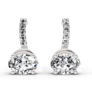1.13 Ct Oval Shape Dangle Diamond Earrings | 14K White Gold