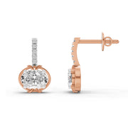 1.14 CtDrop Oval Shape Diamond Earrings | 14K Rose Gold