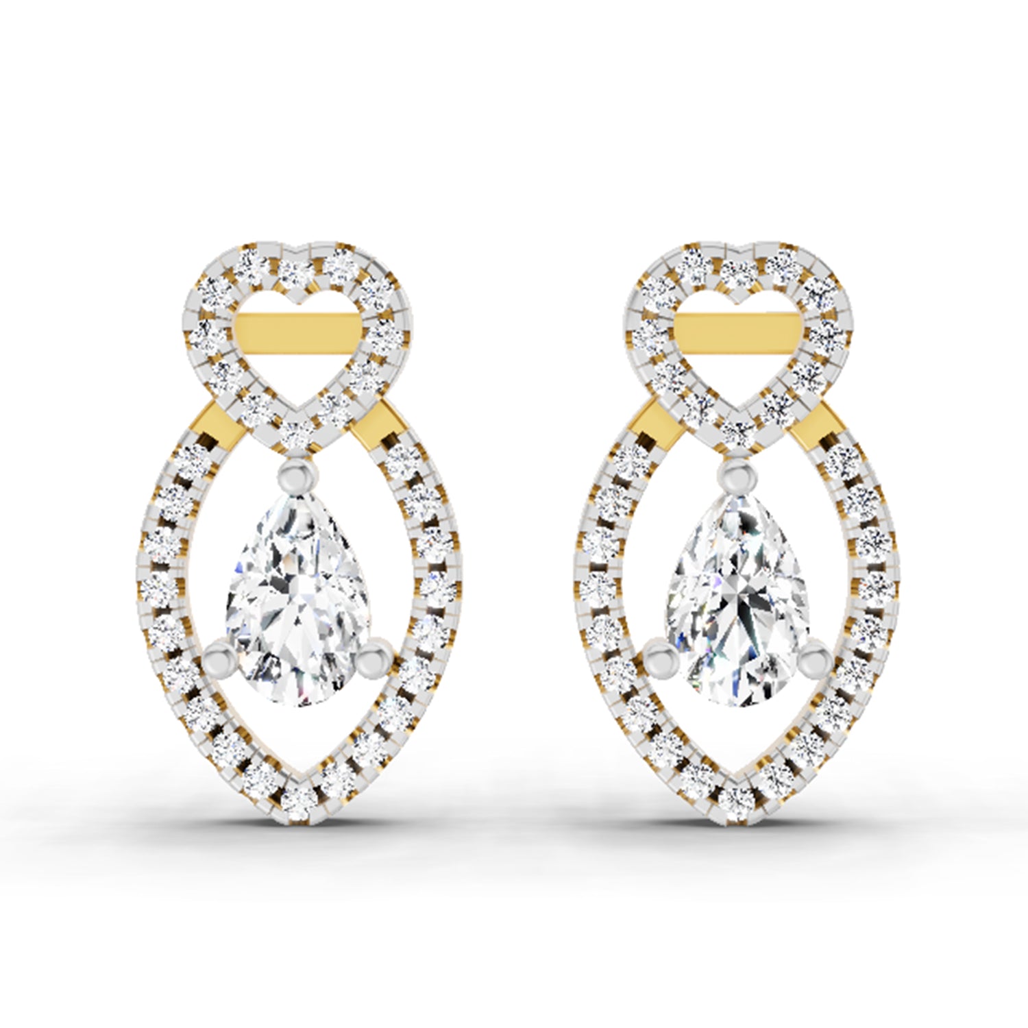 1.45 Ct Pear Shape Diamond Stud Earrings | 14K Yellow Gold
