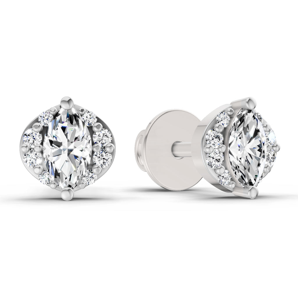 0.36 Ct Marquise Shape Diamond Stud Earrings | 14K Yellow Gold