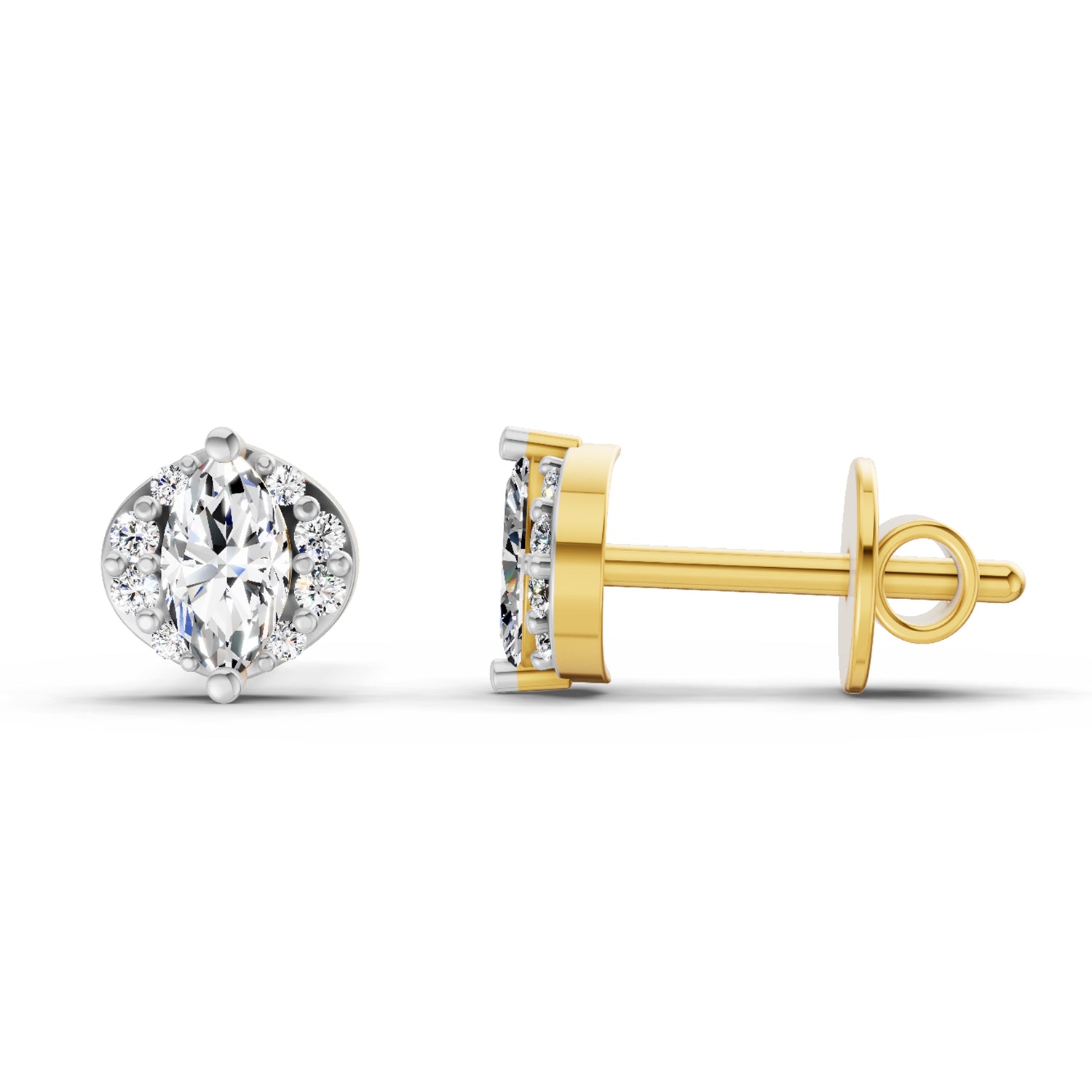 0.36 Ct Marquise Shape Diamond Stud Earrings | 14K Yellow Gold