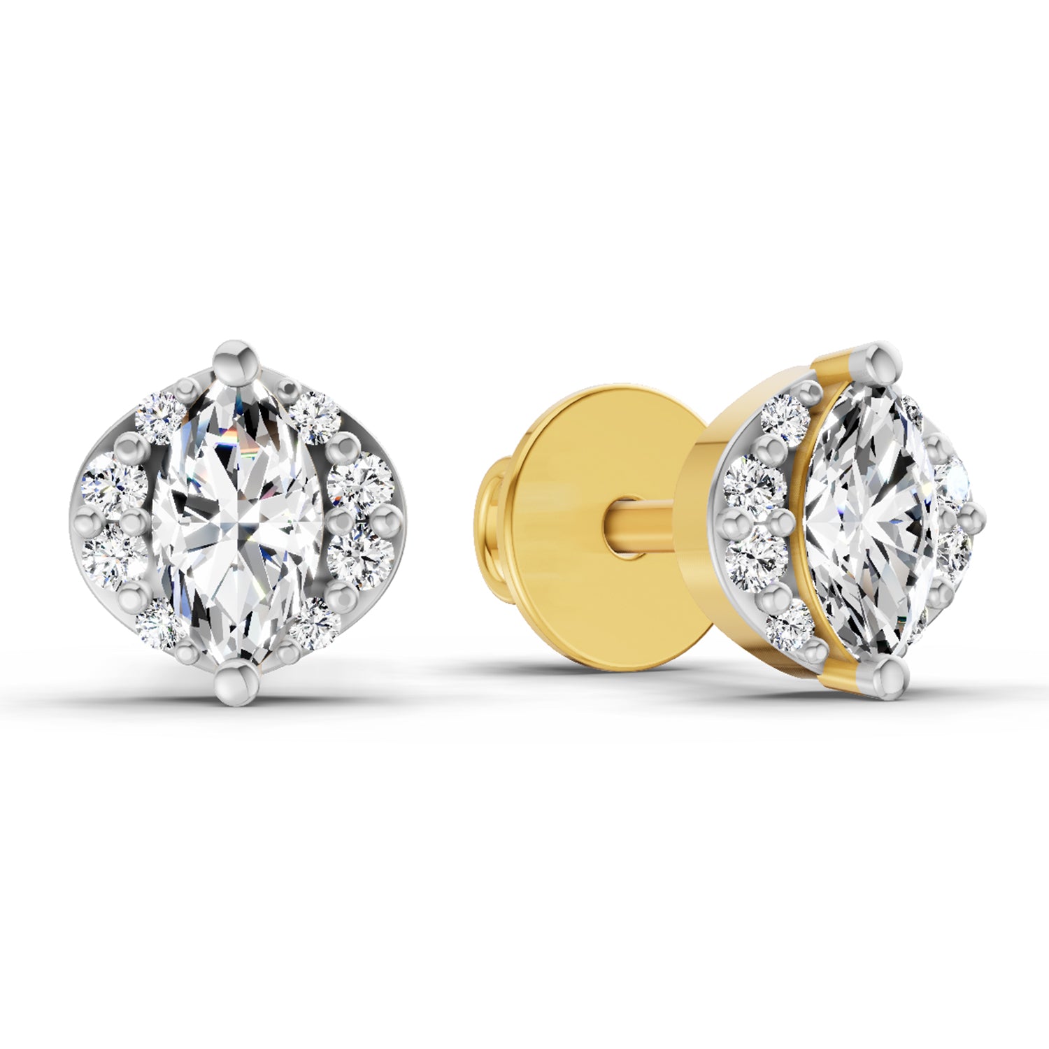 0.36 Ct Marquise Shape Diamond Stud Earrings | 14K Yellow Gold