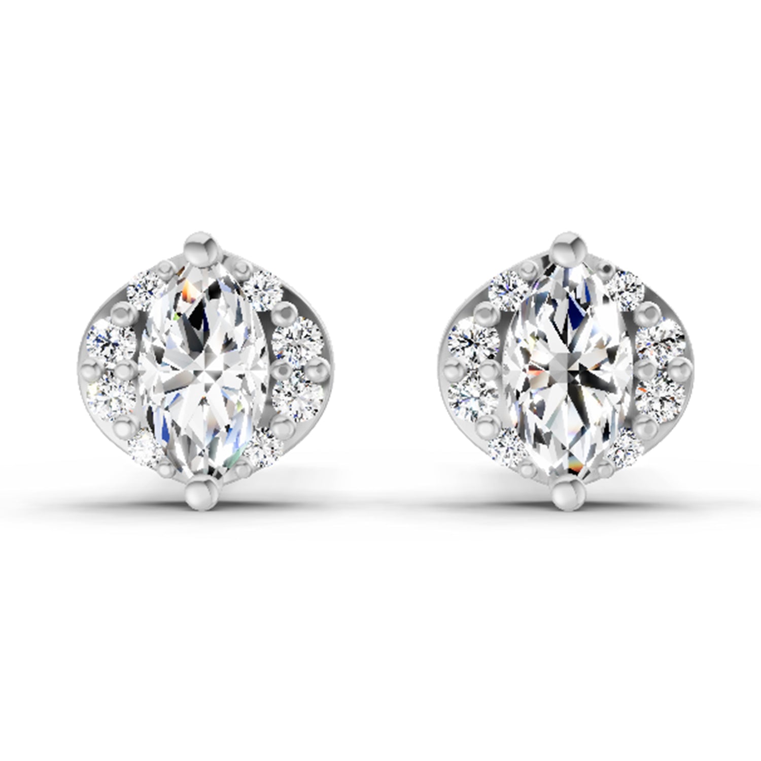 0.36 Ct Marquise Shape Diamond Stud Earrings | 14K Rose Gold