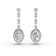 1.36 Ct Pear Shape Dangle Diamond Earrings | 14K White Gold