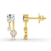 0.61 CtRound Shape Diamond Drop Earrings | 14K Yellow Gold