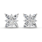 0.66 Ct Marquise Shape Cluster Diamond Earrings | 14K White Gold