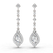 1.39 Ct Pear Shape Dangle Diamond Earrings | 14K White Gold