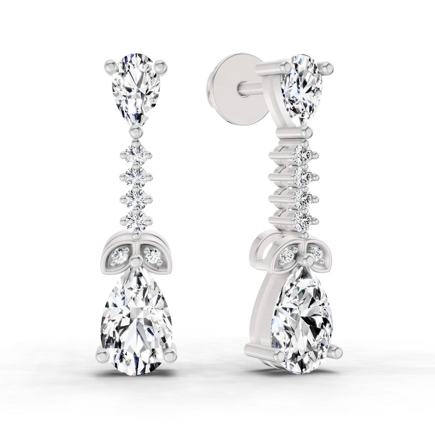 2.5 Ct Pear Shape Dangle Diamond Earrings | 14K Rose Gold