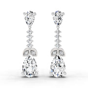 2.5 Ct Pear Shape Dangle Diamond Earrings | 14K White Gold