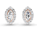 0.66 Ct Marquise Shape Halo Diamond Earrings | 14K Rose Gold