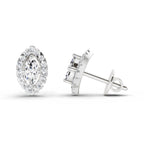 0.66 Ct Marquise Shape Halo Diamond Earrings | 14K Rose Gold
