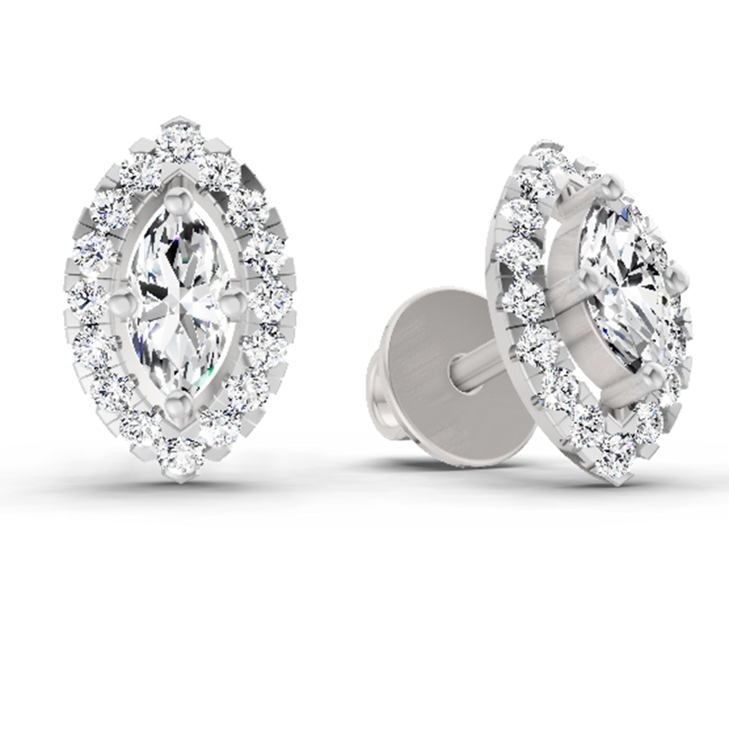 0.66 Ct Marquise Shape Halo Diamond Earrings | 14K Rose Gold