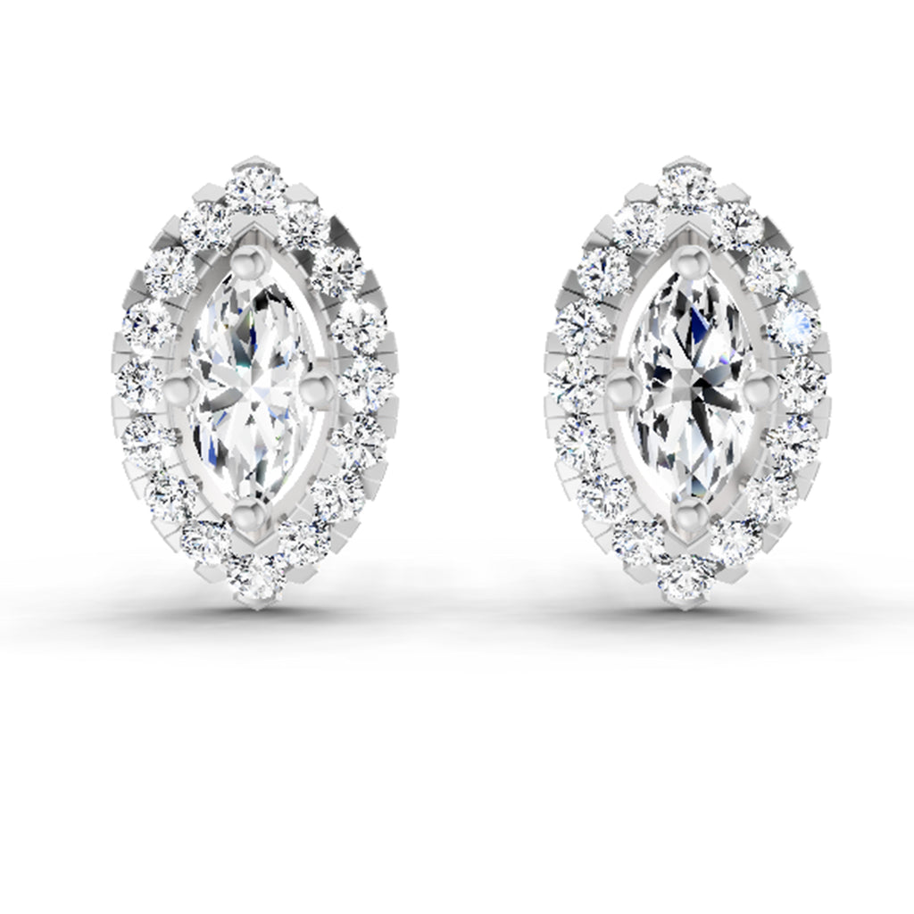 0.66 Ct Marquise Shape Halo Diamond Earrings | 14K Rose Gold