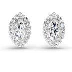 0.66 Ct Marquise Shape Halo Diamond Earrings | 14K Rose Gold