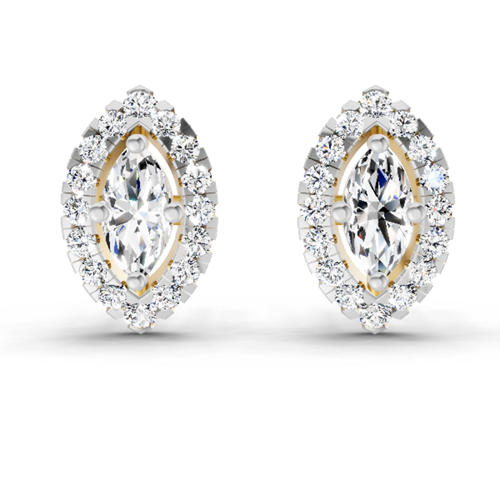 0.66 Ct Marquise Shape Halo Diamond Earrings | 14K Rose Gold